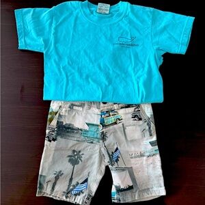 Blue T-Shirt and Graphic Shorts Set